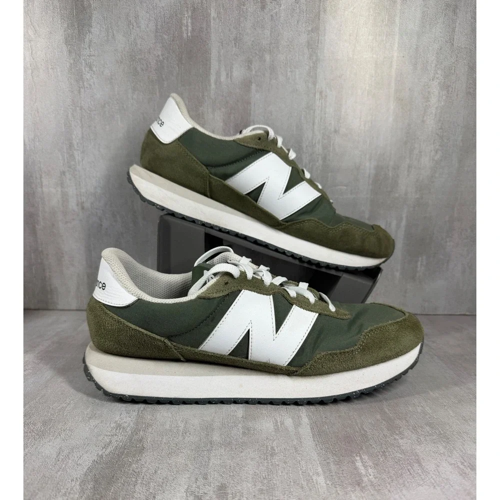 New Balance 237 Mens Sneakers Olive Green White MS237GR Low Top Shoes 10.5 D